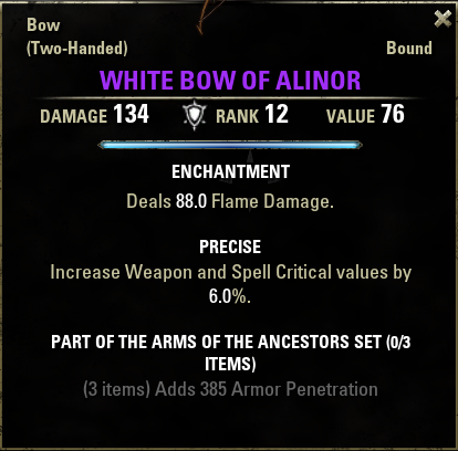 Arms of the Ancestors Set - White Bow of Alinor(V12).png