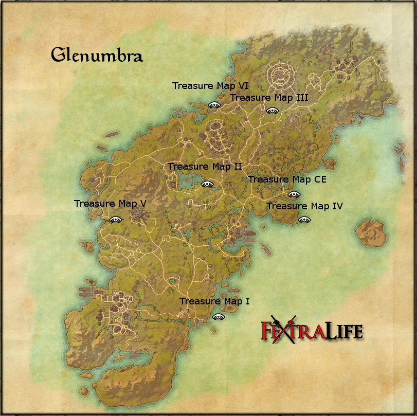 Glenumbra Treasure Map Locations Elder Scrolls Online Guides ESO: Glenumbra ...