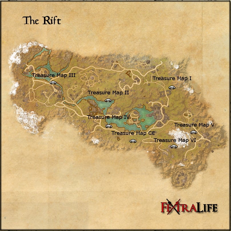 Time Zones Map World: Eso The Rift Treasure Map.