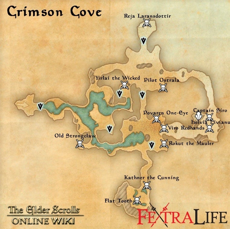 Eso Crimson Cove Boss Map.