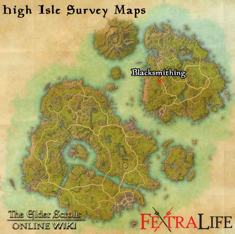 high isle blacksmithing survey map eso wiki guide