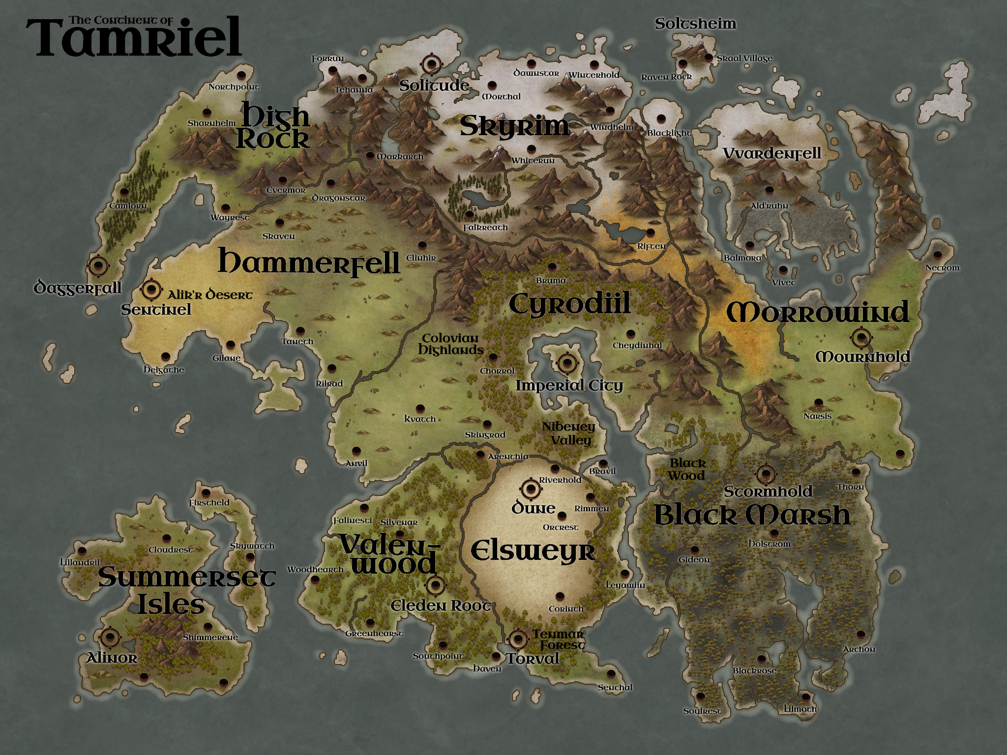 elder scroll map of tamriel