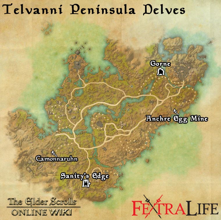 telvanni peninsula delves map eso wiki guide