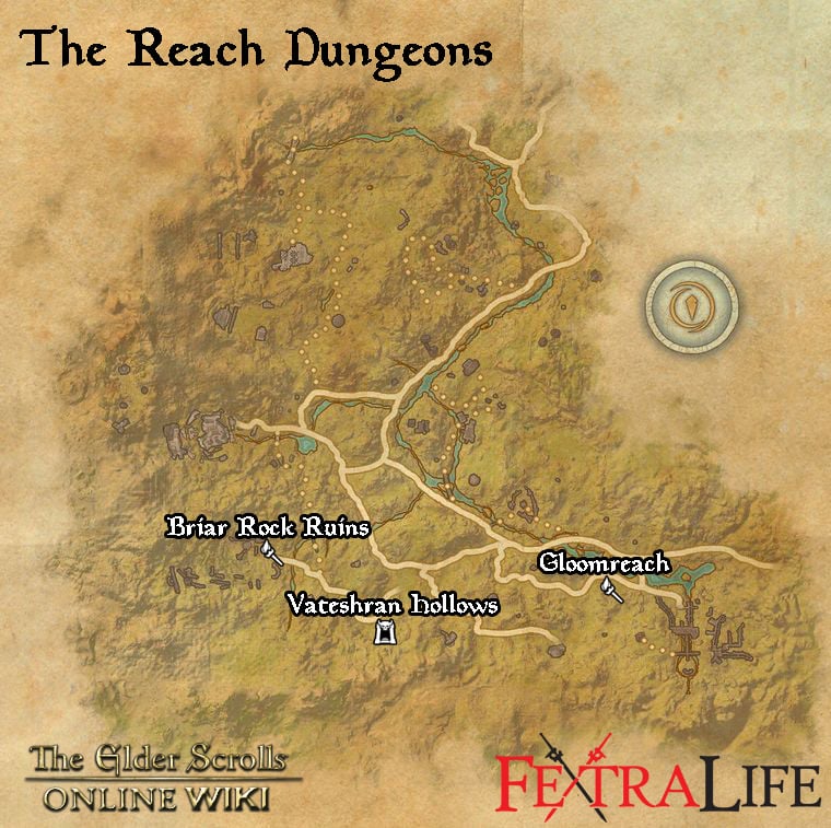 the reach dungeons map eso wiki guide